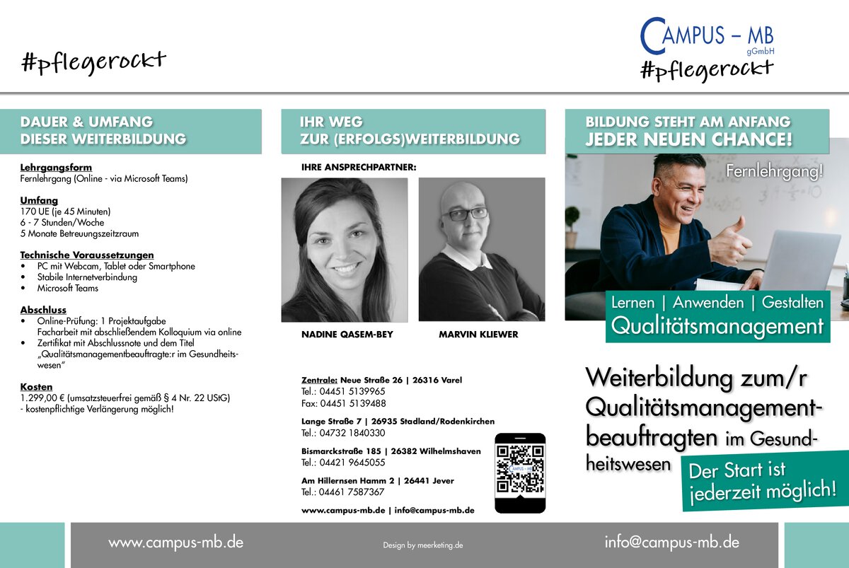 Weiterbildung zum/r Qualitätsmanagementbeauftragten im Gesundheitswesen