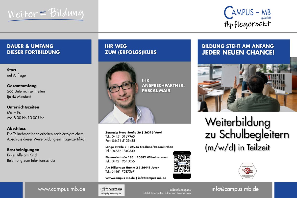 Weiterbildung zu Schulbegleitern (m/w/d) in Teilzeit